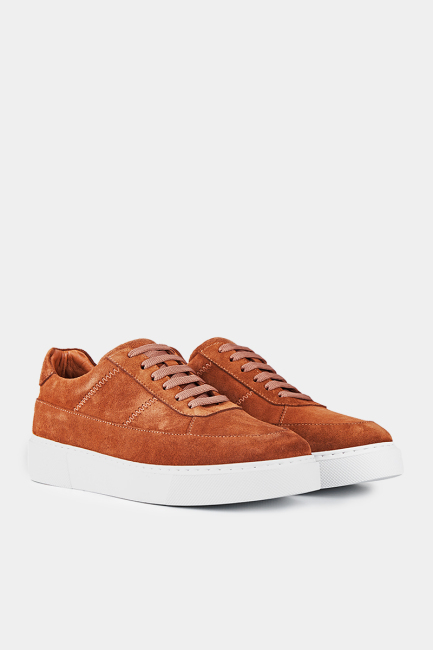 AY 23102 SUEDE LACE-UP SPORTS SHOE Cognac - Bisse