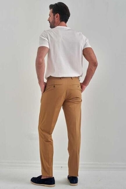 Erkek 4 Cepli Gabardin Spor Pantolon Camel - Bisse (1)