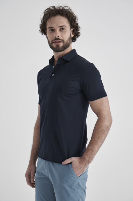 Erkek Polo Yaka T-Shirt Lacivert - Bisse