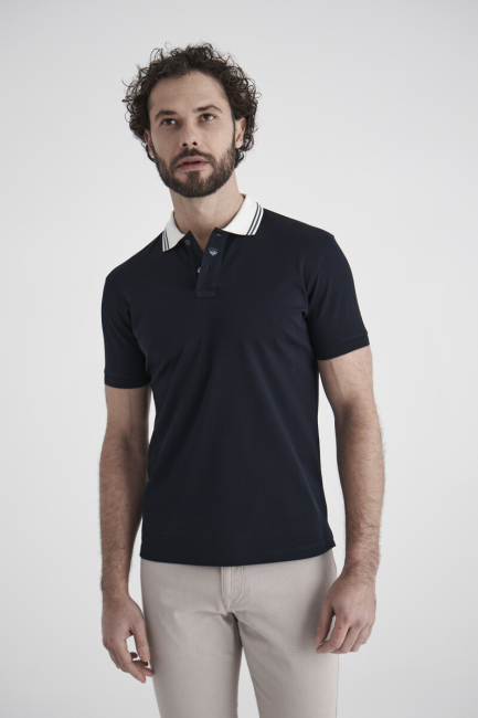 Erkek Polo Yaka T-Shirt Lacivert - Bisse