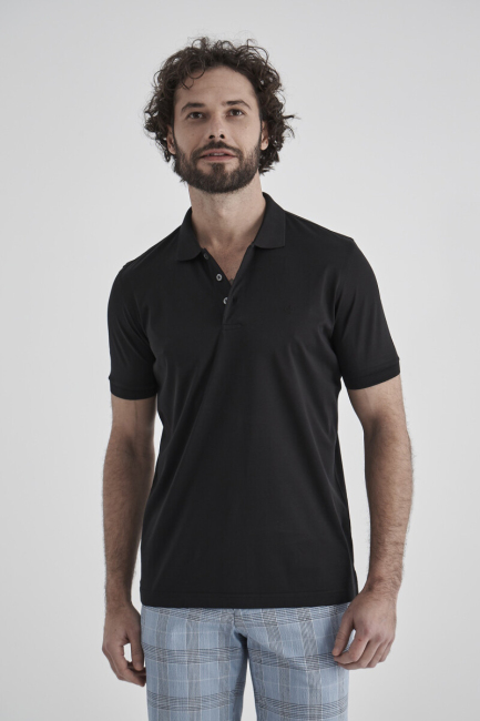 Erkek Polo Yaka T-Shirt Sıyah - Bisse