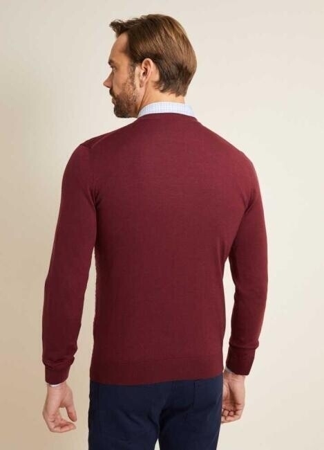 Erkek Regular Fit Bisiklet Yaka Triko Bordo - Bisse (1)