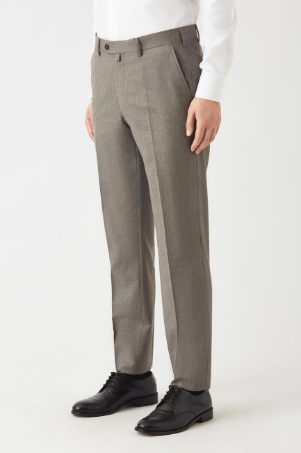 Men’s Regular Fit Plain Classic Trousers Beige - Bisse