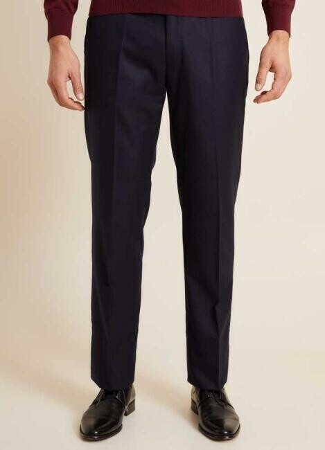 Men’s Regular Fit Plain Classic Trousers Navy Blue - Bisse