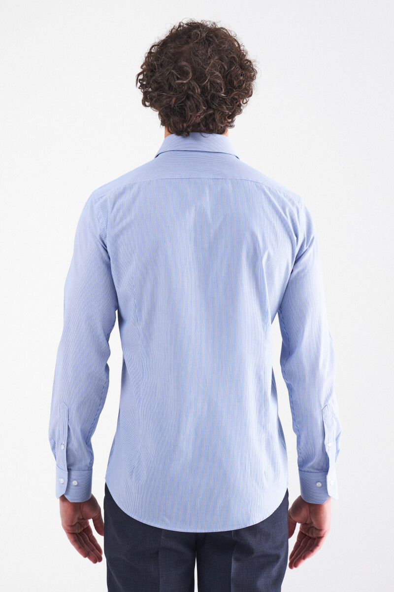 Erkek Slim Fit Uzun Kollu Klasik Gömlek Mavi - Bisse