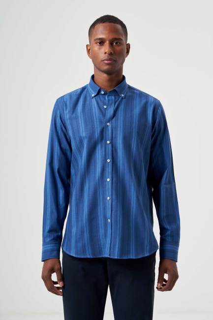 GM 232022 UK PAJAMA COLLAR SHIRT BLUE - Bisse