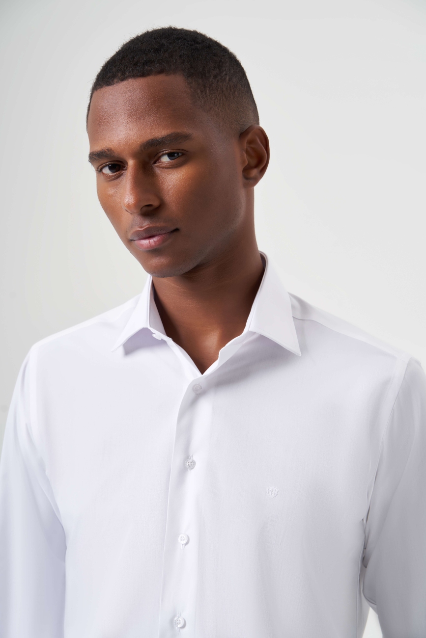 Erkek Regular Fit Klasik Gömlek Beyaz - Bisse