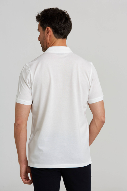 MERSERİZE PİKE POLO YAKA T-SHIRT Beyaz - Bisse (1)